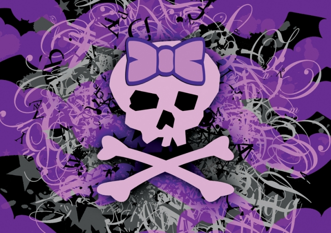 Skulls ~ Purple Girly Skull ~ Chromebook x360 12b-ca ~ HP ~ Theme